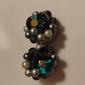 Vintage Mixed Bead Cluster Clip on Earrings